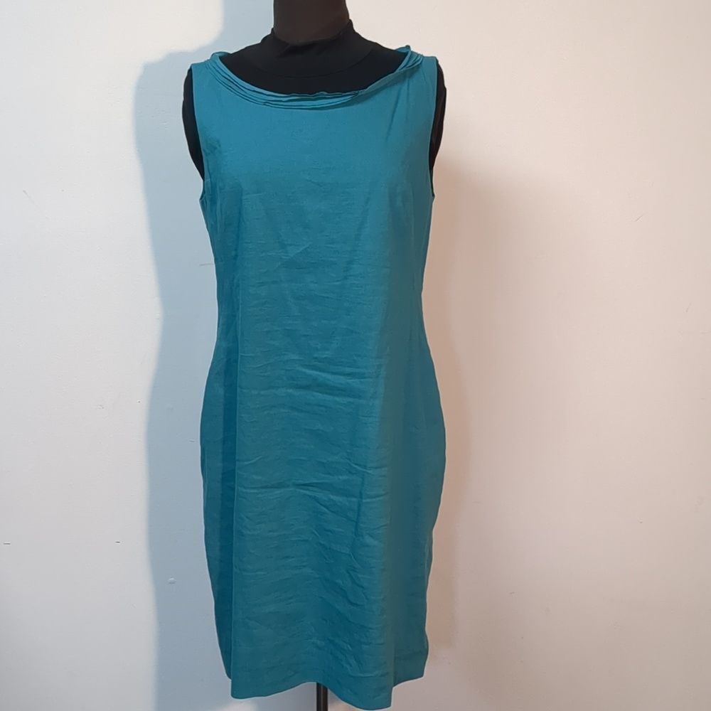Elie Tahari Teal Sleeveless Sheath Dress, Size 14